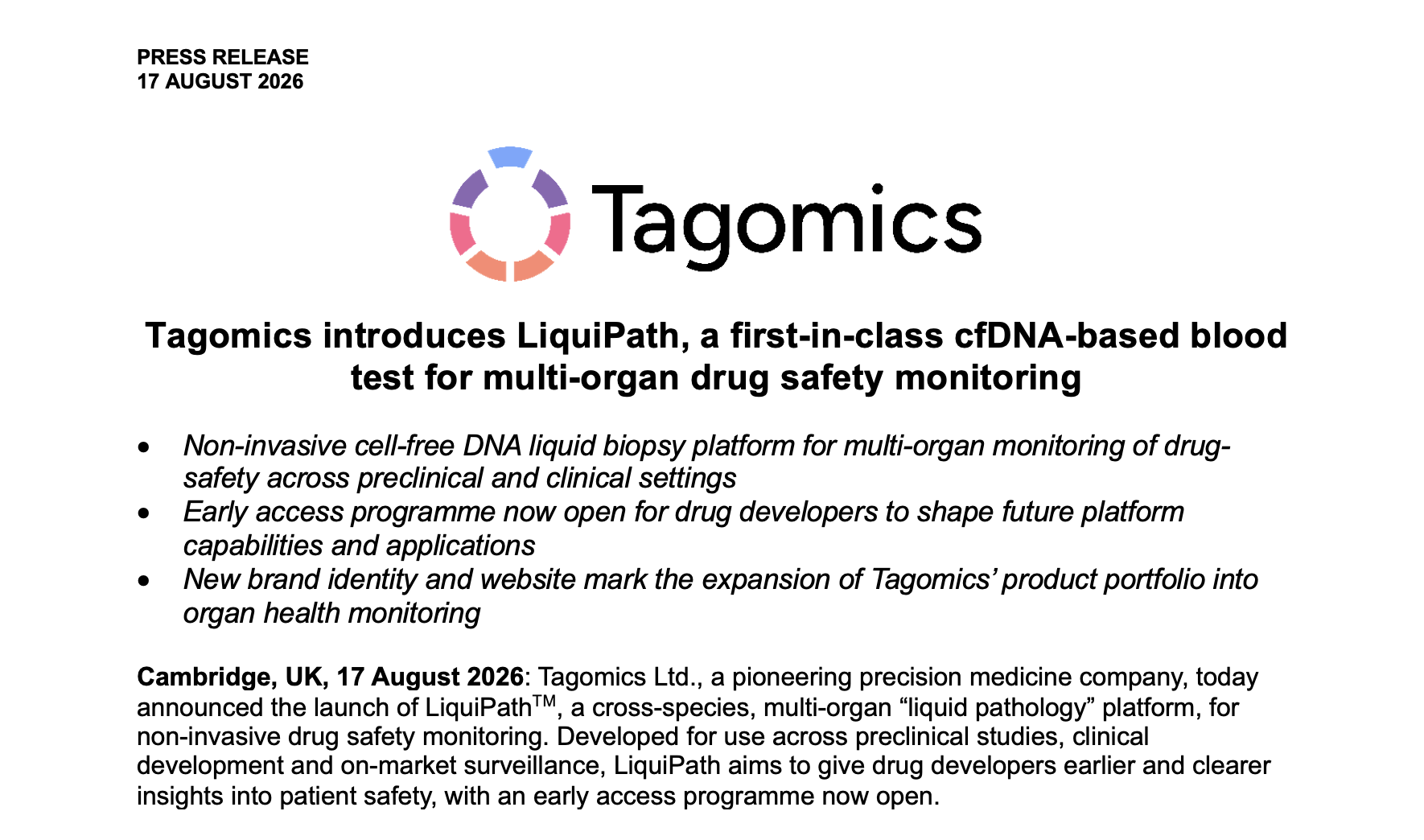 Tagomics introduces LiquiPath, a first-in-class cfDNA-based blood test for multi-organ drug safety monitoring.png