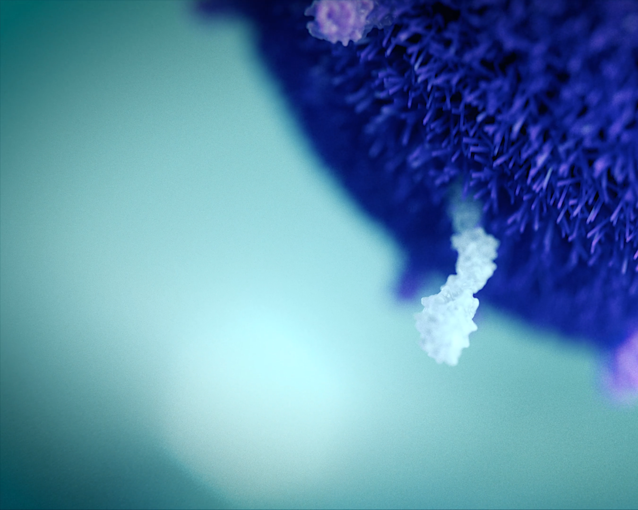 Close-up of bacteria in intestine, taken from our 3D animation on cell culture technology for Hans Clevers and the Hubrecht Institute