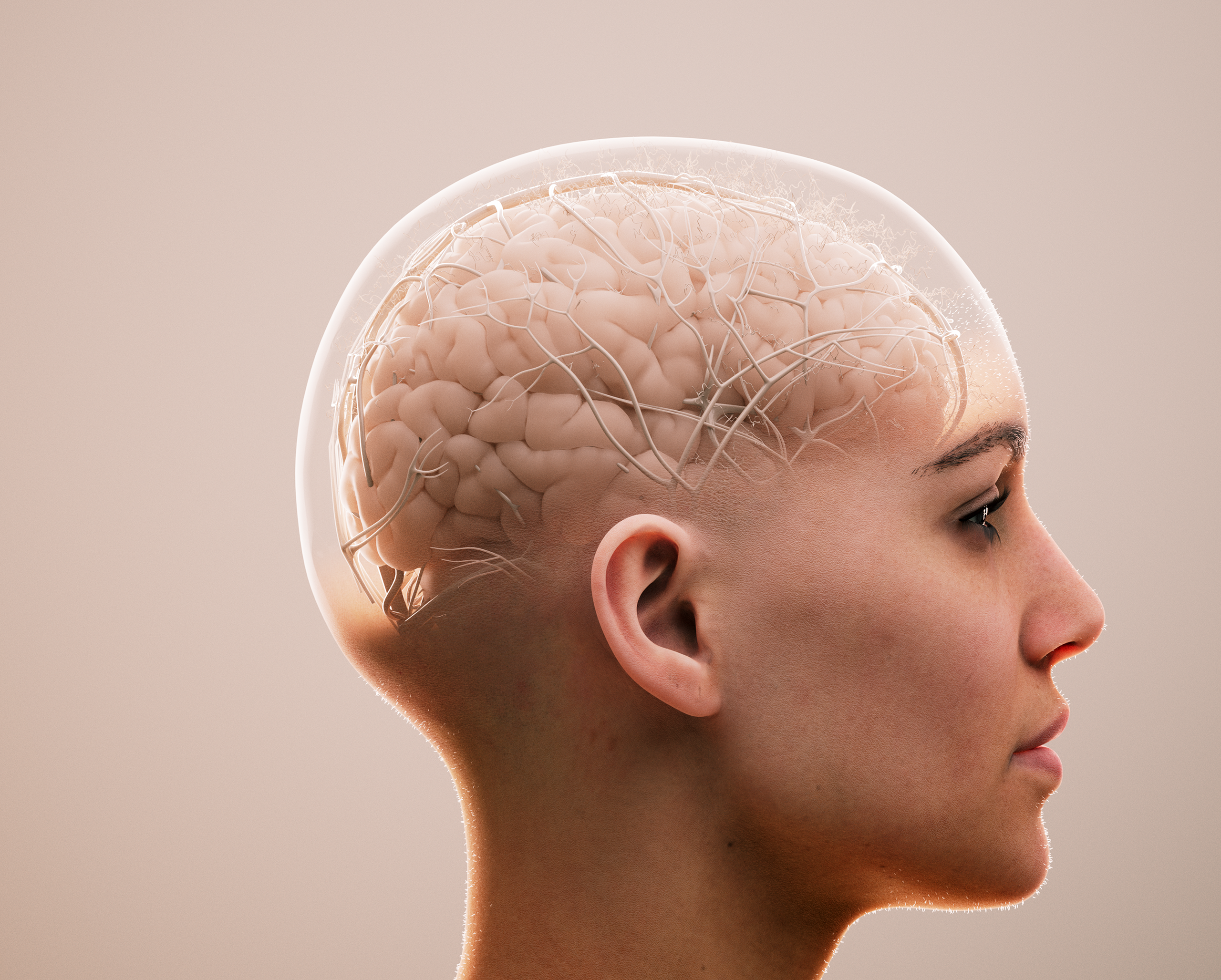 3D animation of sideview of head where brain network is visible (Boehringer Ingelheim case thumbnail)