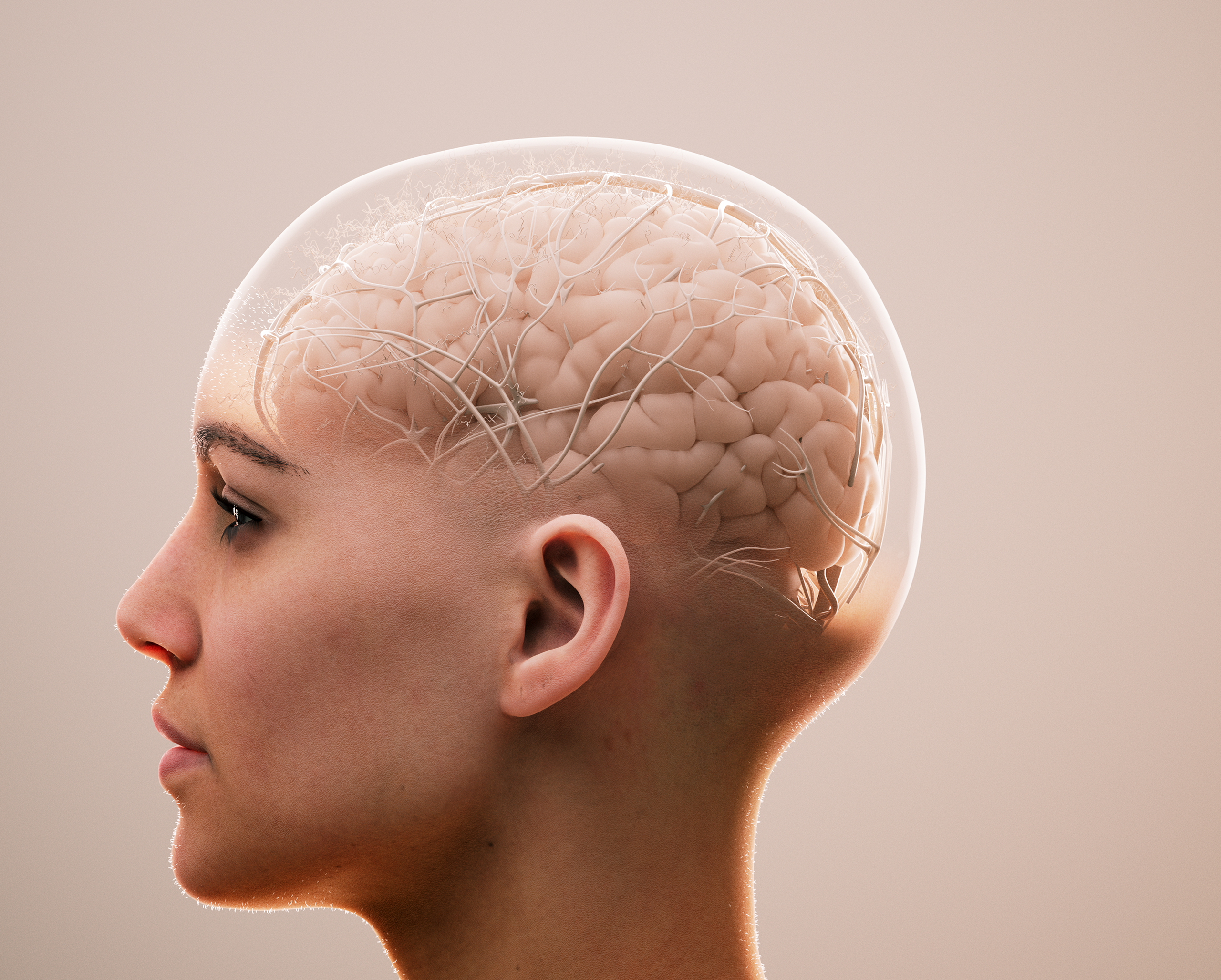 3D animation of sideview of head where brain network is visible (Boehringer Ingelheim case thumbnail)