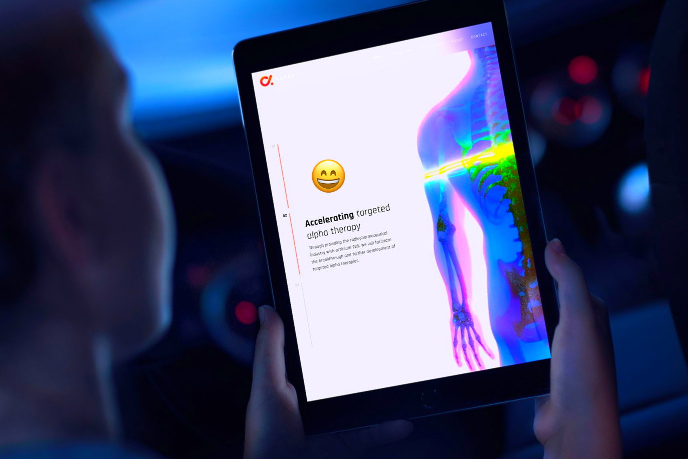 tablet in hands displaying alfarim website