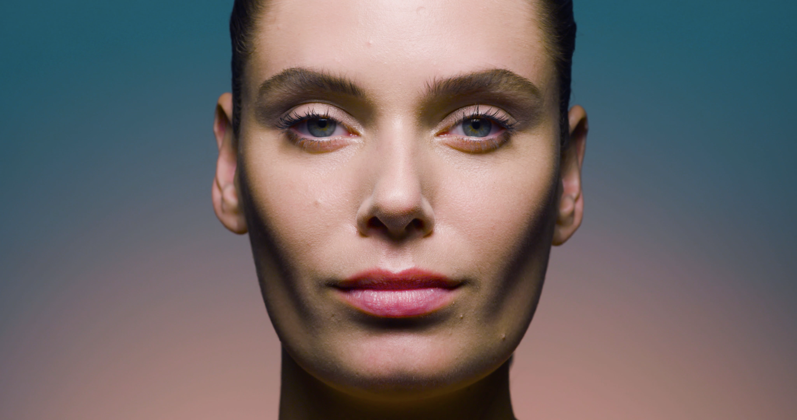 Stellar iris female face looking straight in the camera