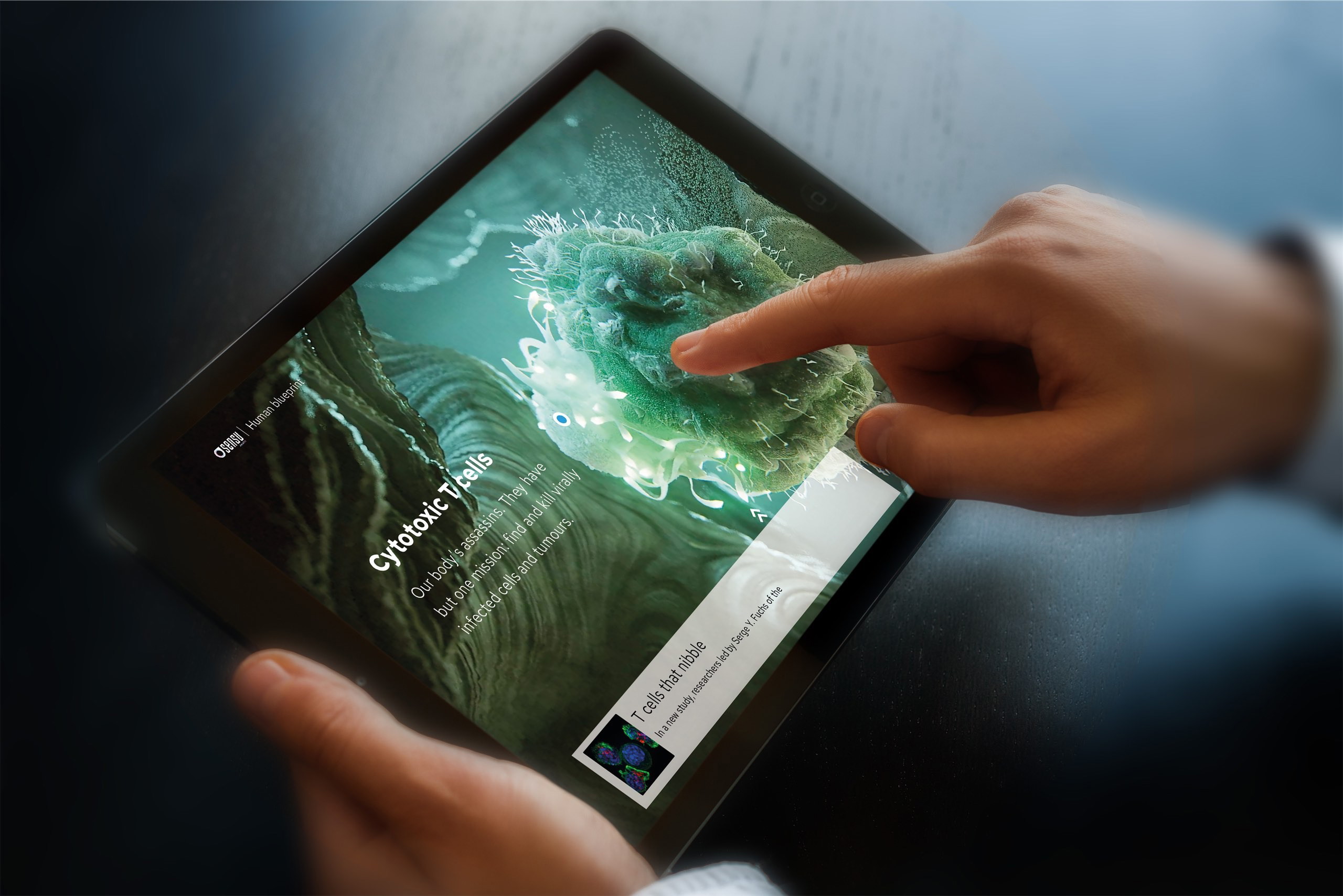 Someone interacting with Sensu health platform through tablet.jpg