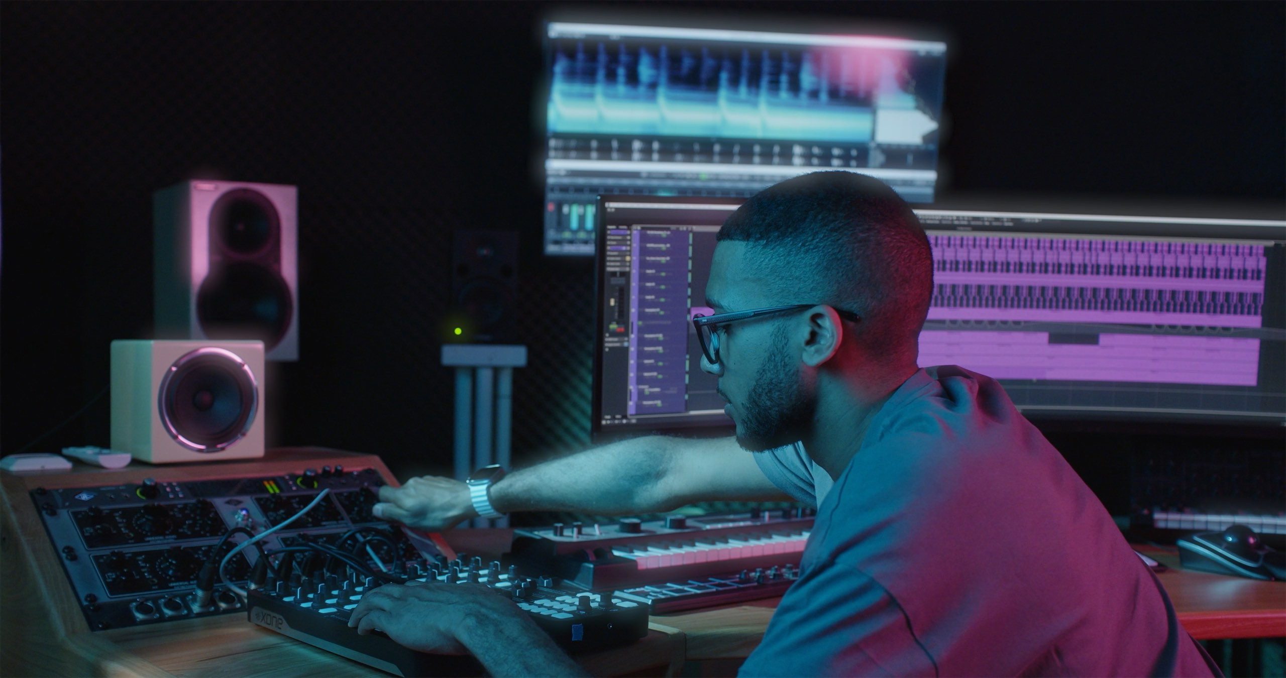 DJ in the studio drawing a parallel with high-fidelity process control for Bruker's Fourier 80 launch.jpg