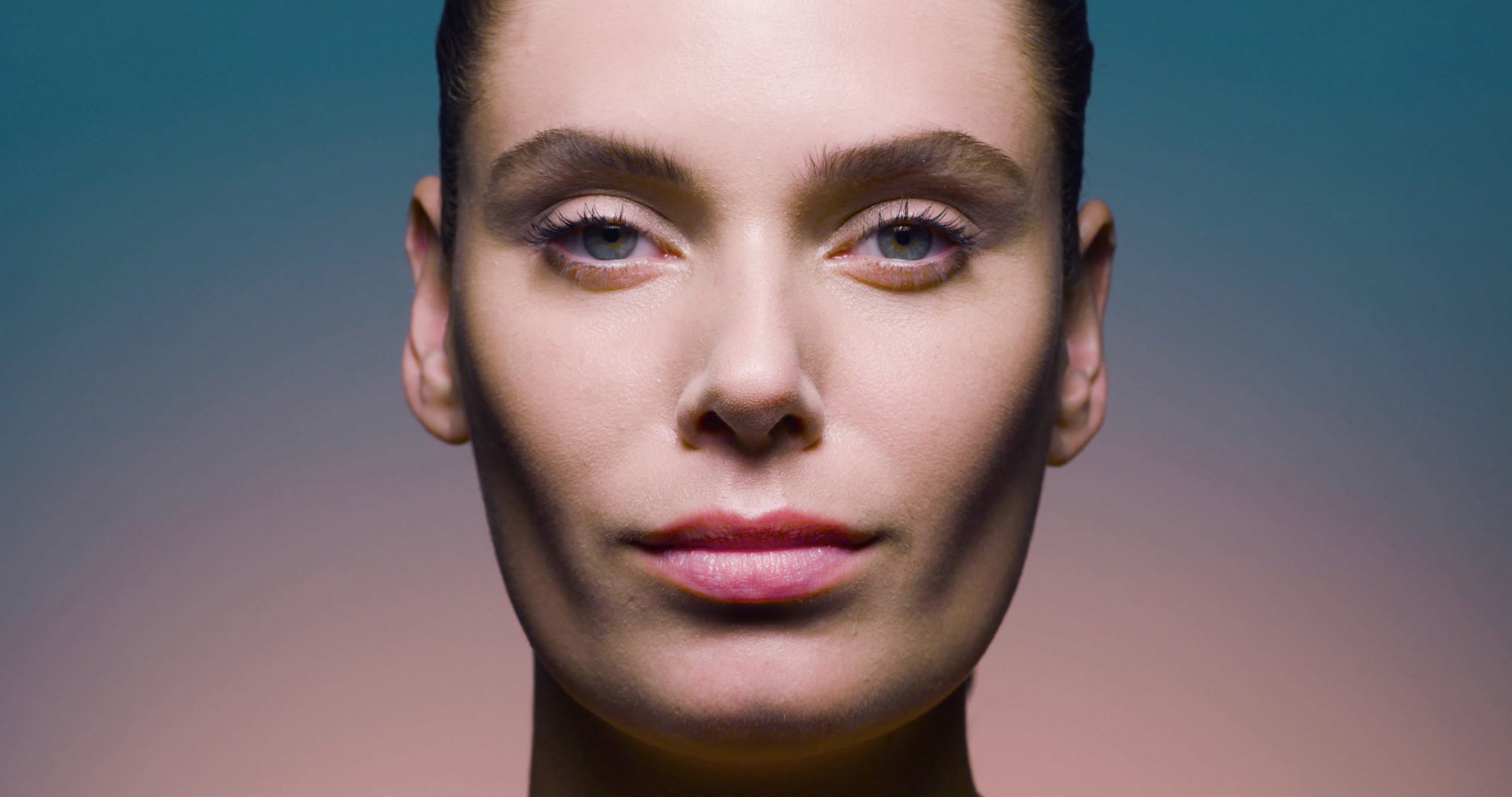 Stellar iris female face looking straight in the camera