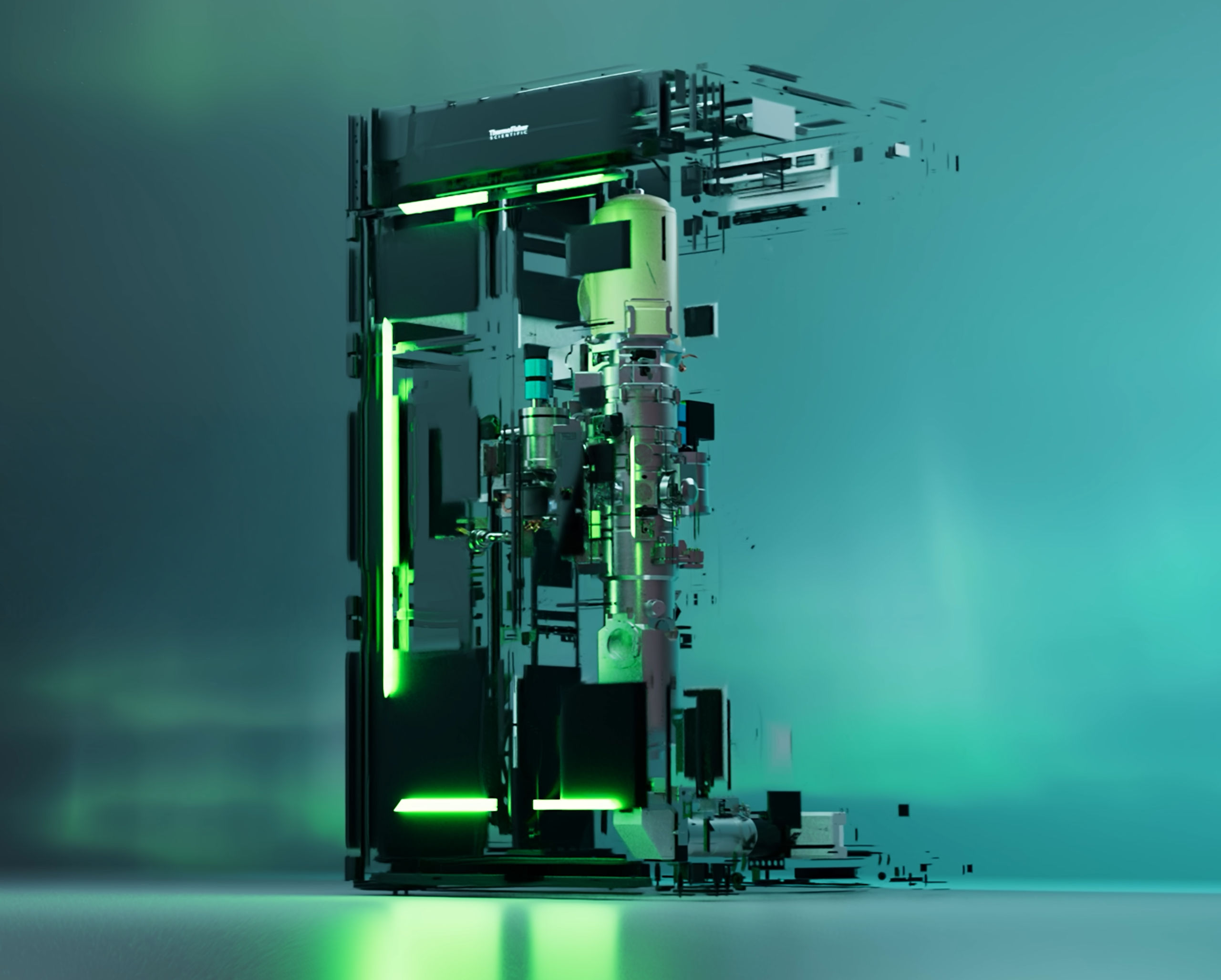 Thermo fisher krios aurora 3d animation green opening to interior