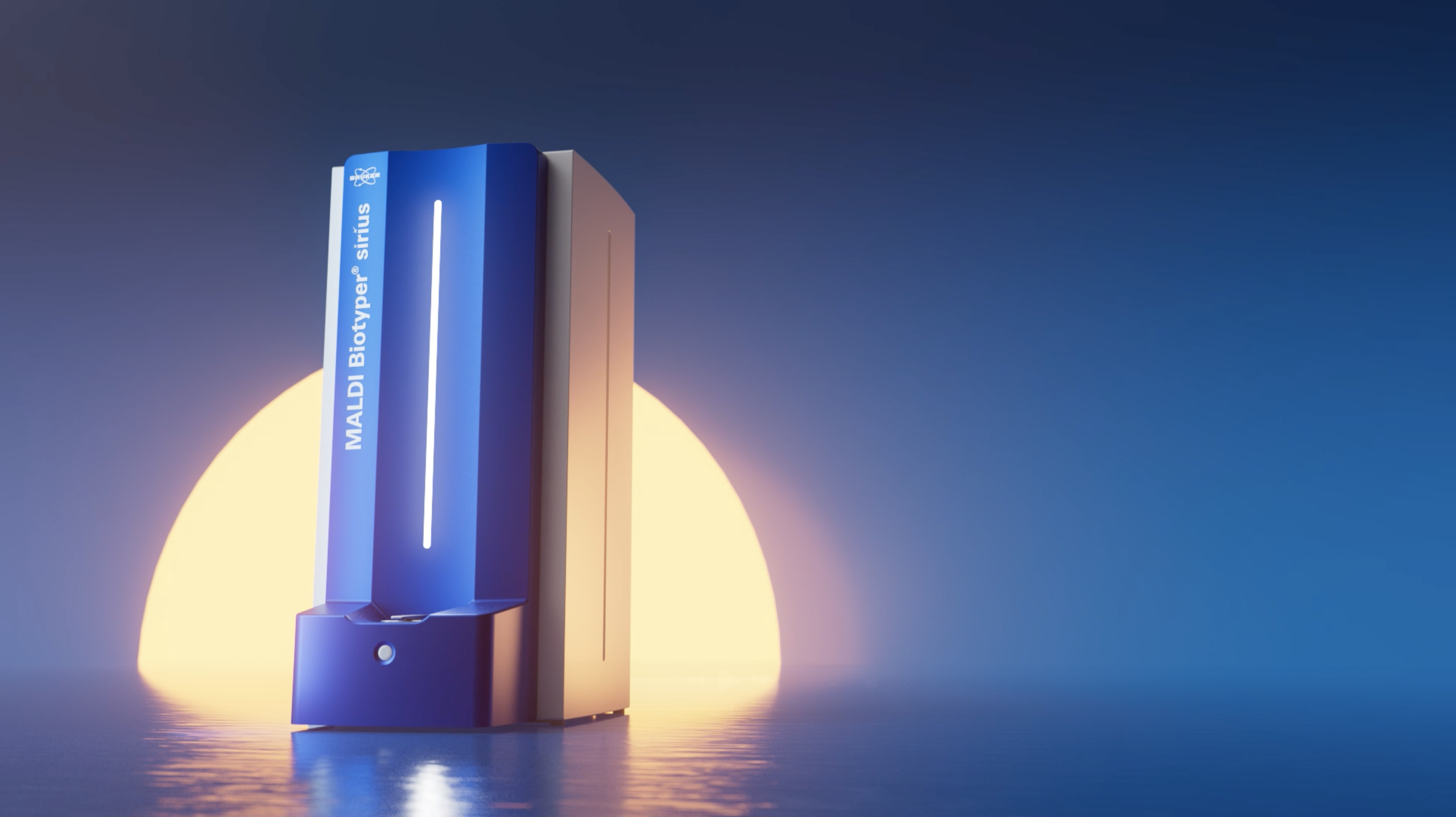 Bruker maldi tof still 3d animation instrument blue yellow sun.png