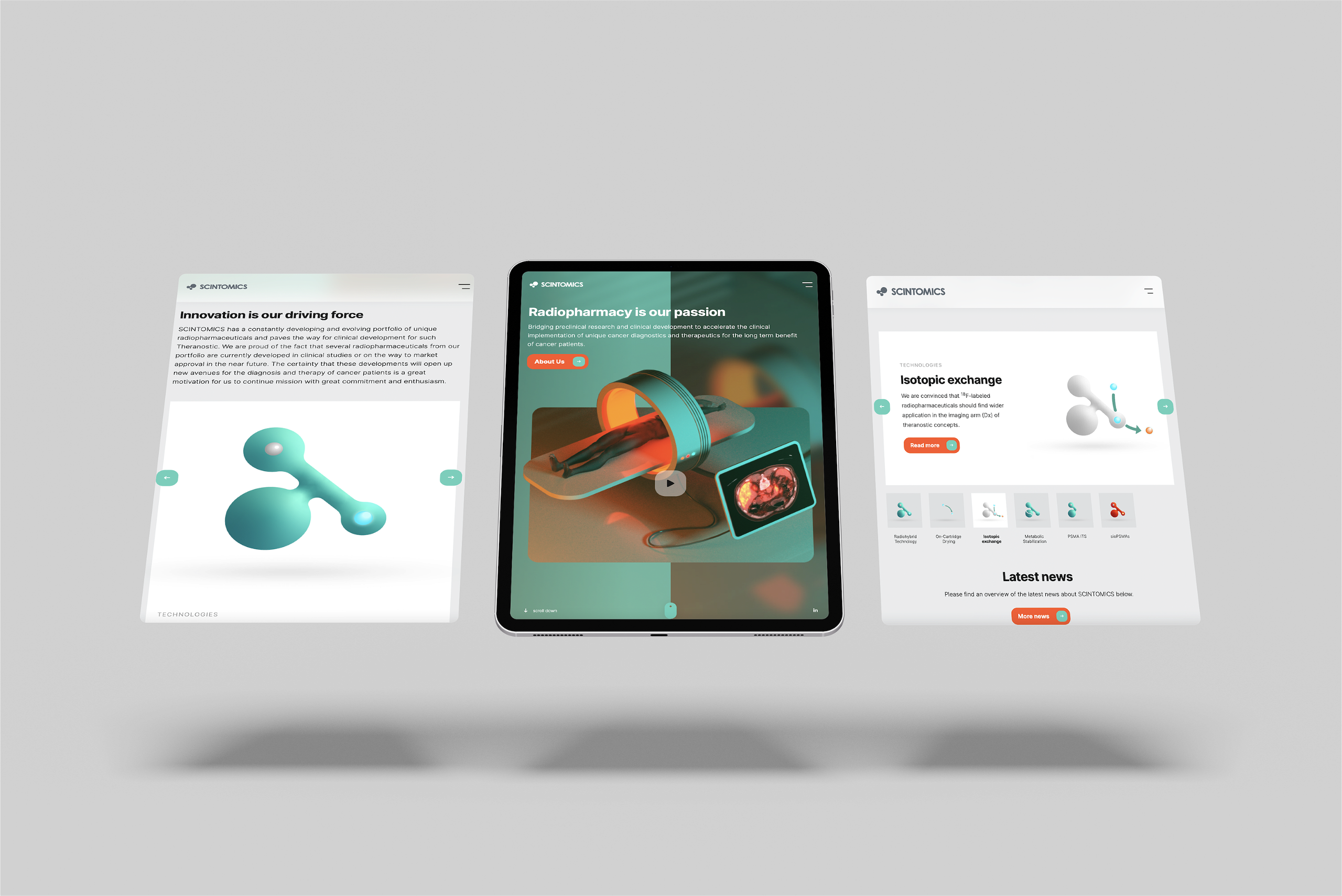 This image shows the website for Scintomics designed by Sensu on three separate screens.png