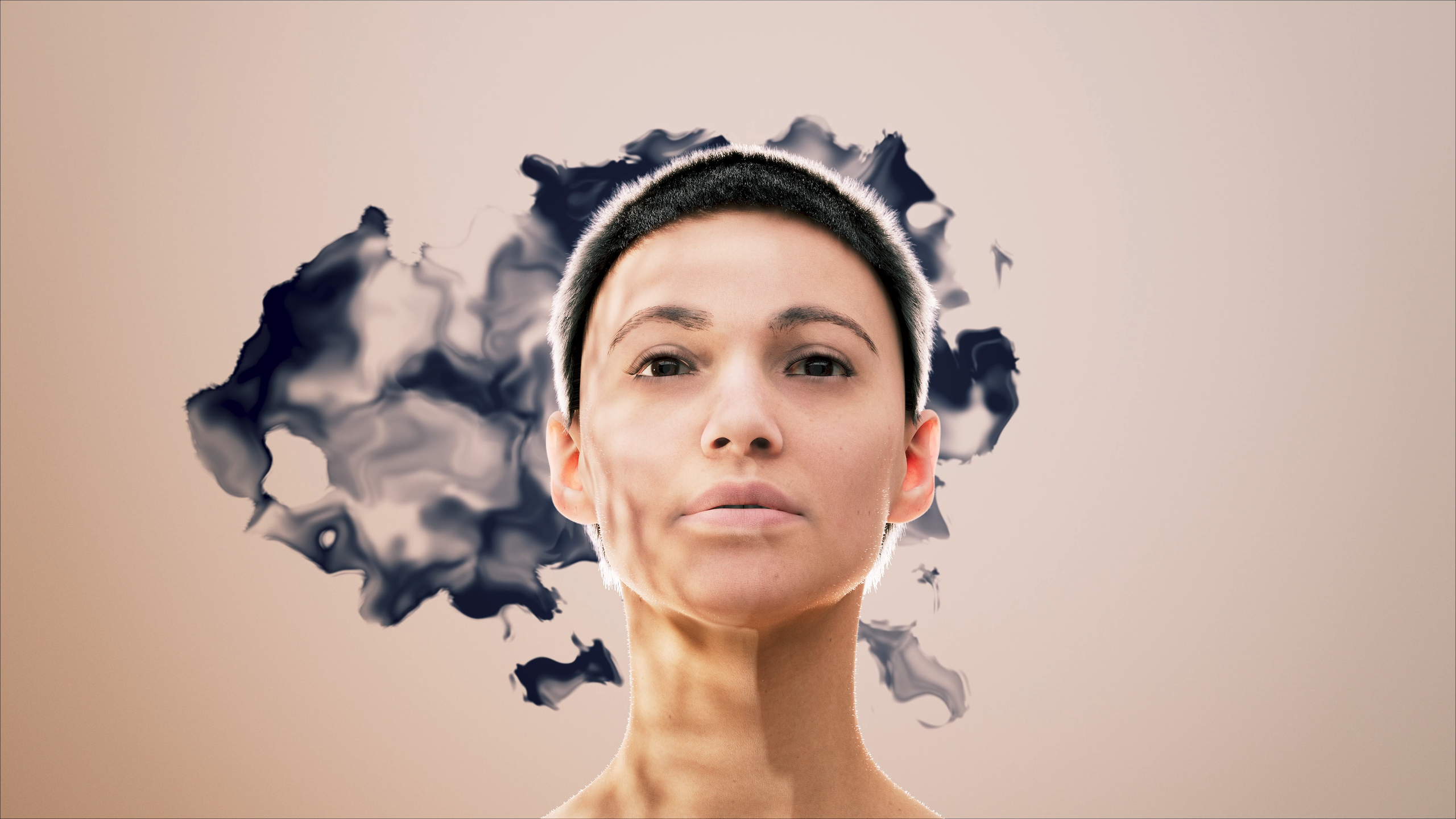 Boehringer Iclepertin Woman 3D animation with ink background