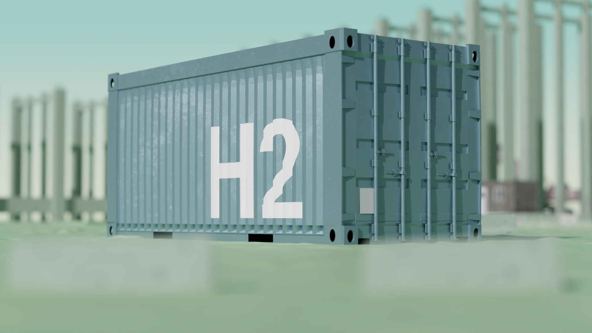 3D render of grey hydrogen (H2) tank 